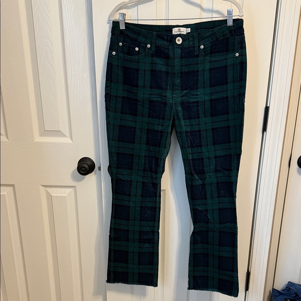 Vineyard Vines Women’s Green and Black Plaid cordaroy Pants